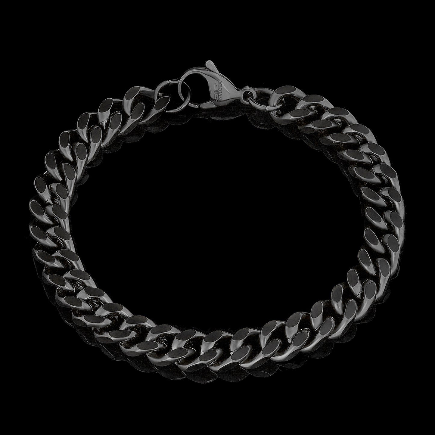Invicta Jewelry Men's Curb Chain Black Steel Bracelet (8.5mm)