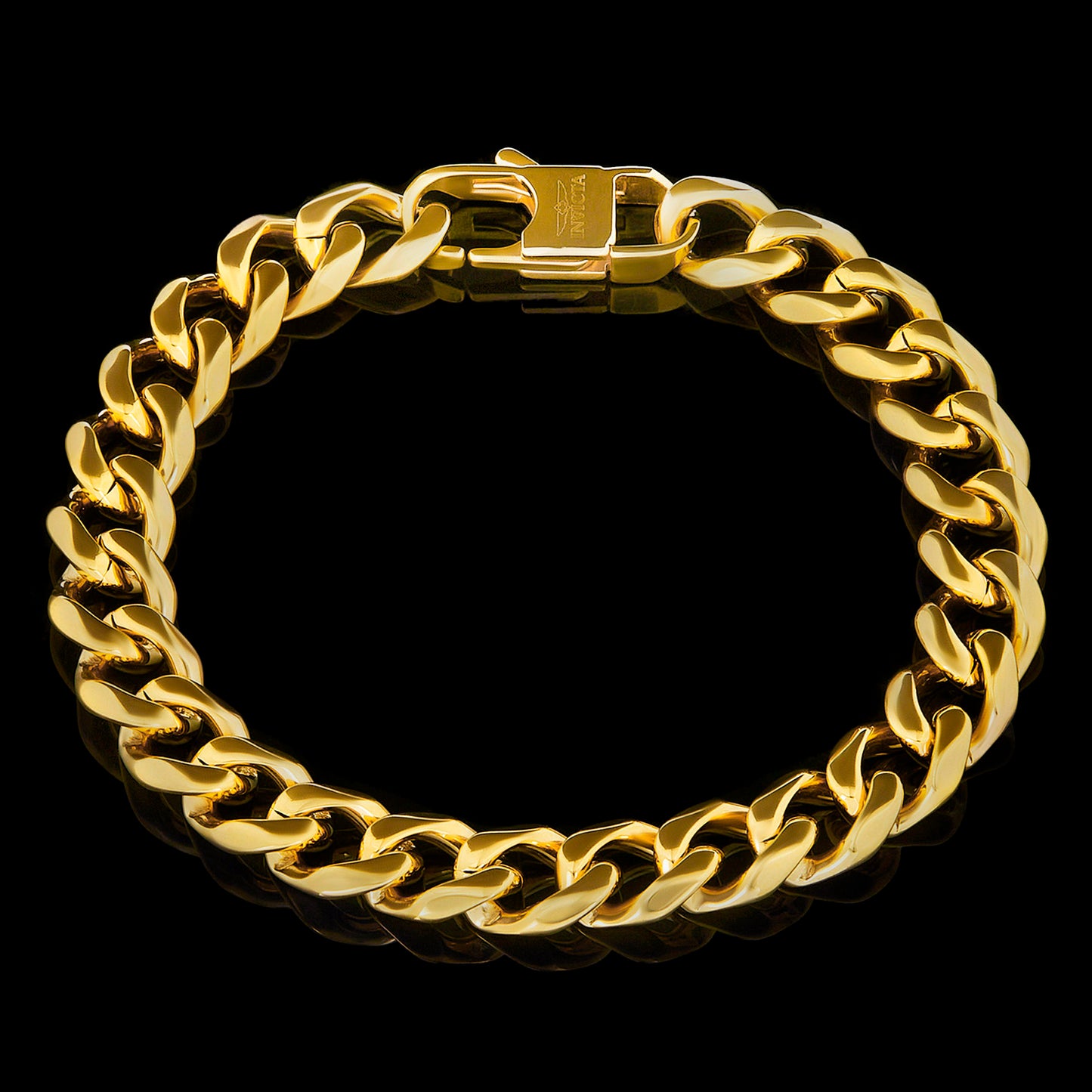 Men's Curved Link Curb Chain Gold Steel Bracelet