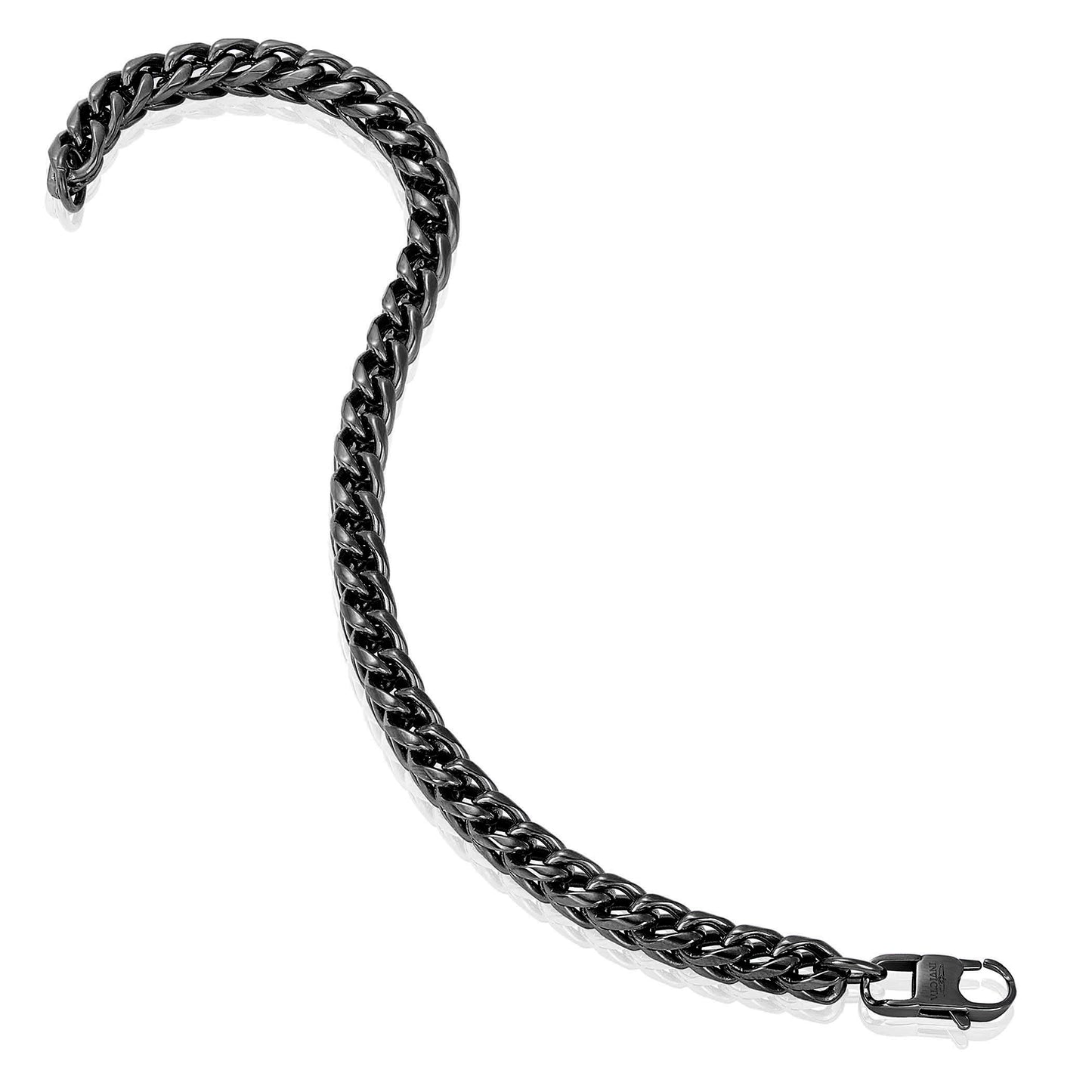 Invicta Jewelry Men's Franco Bracelet and Curb Necklace Black Chain Set