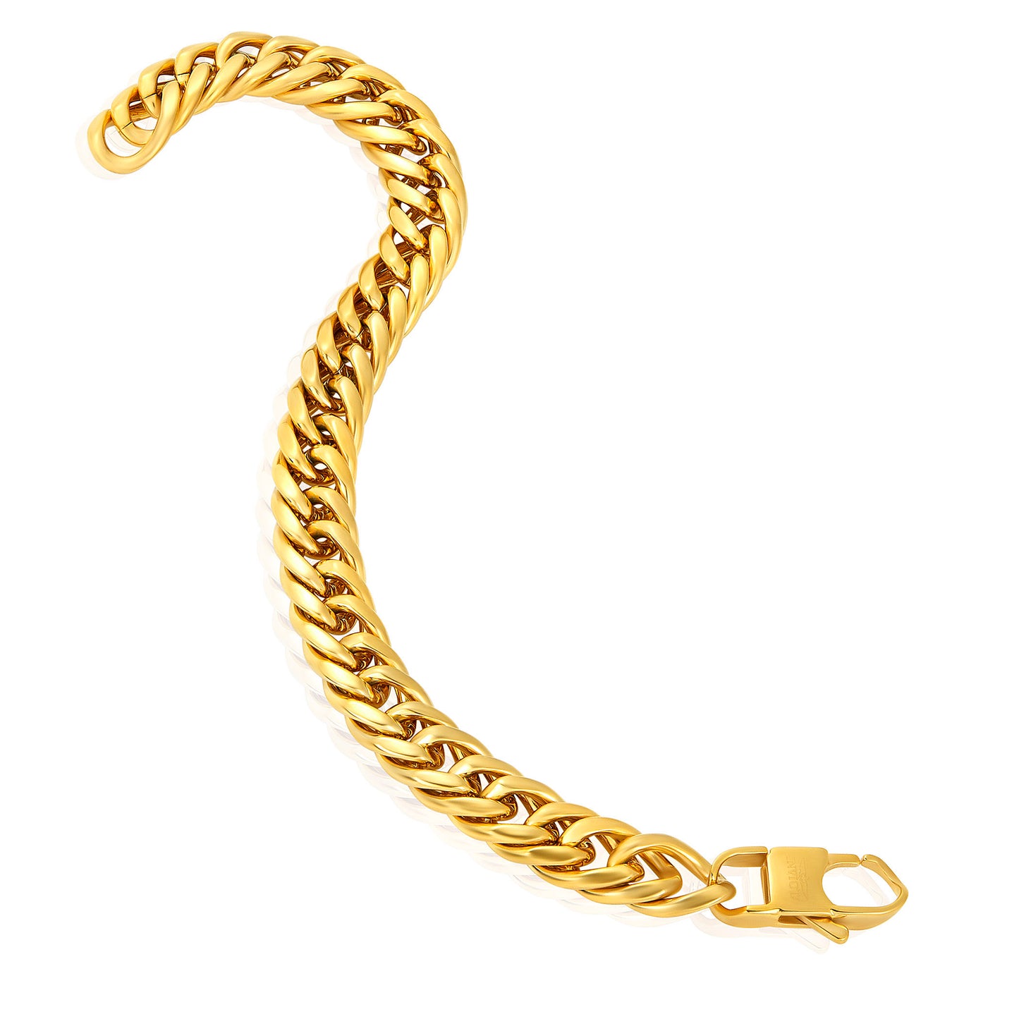 Invicta Jewelry Men's Double Curb Chain Gold Bracelet and Necklace Set
