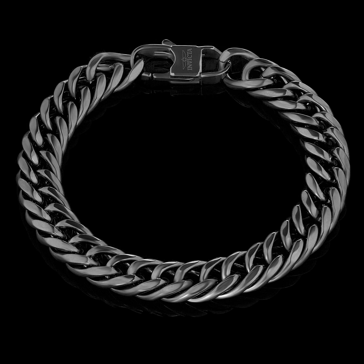 Men's Double Curb Chain Black Steel Bracelet