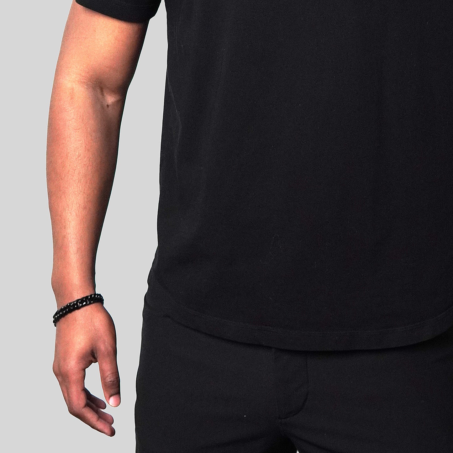 Men's Double Curb Chain Black Steel Bracelet