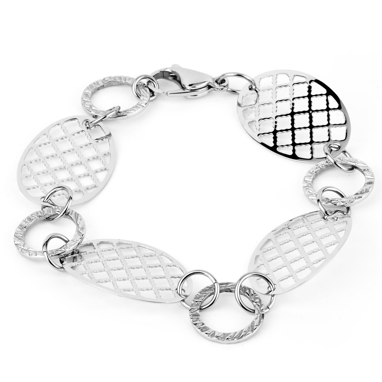 Polished Cut-Out Discs Stainless Steel Bracelet (14mm) - 7.5"