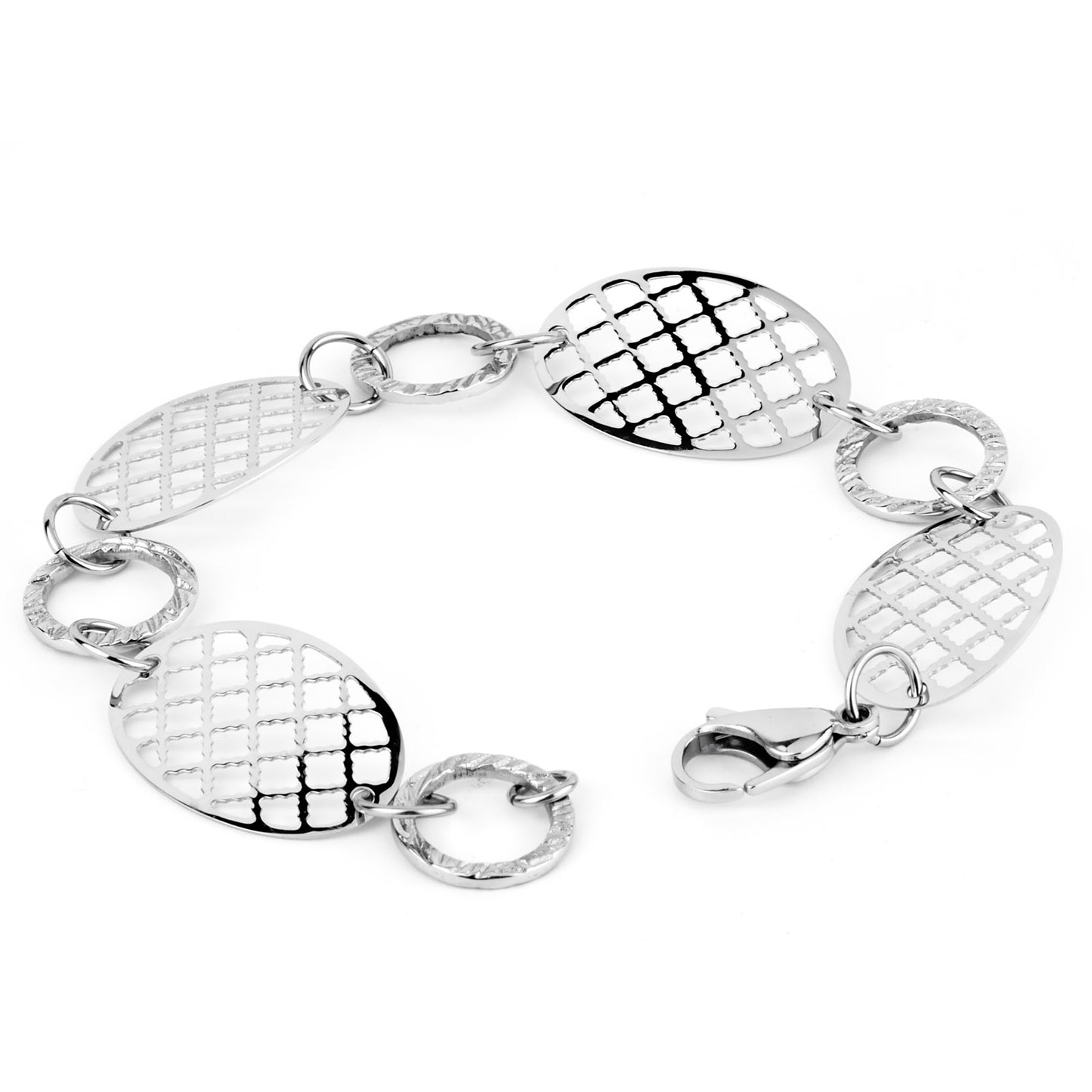 Polished Cut-Out Discs Stainless Steel Bracelet (14mm) - 7.5"
