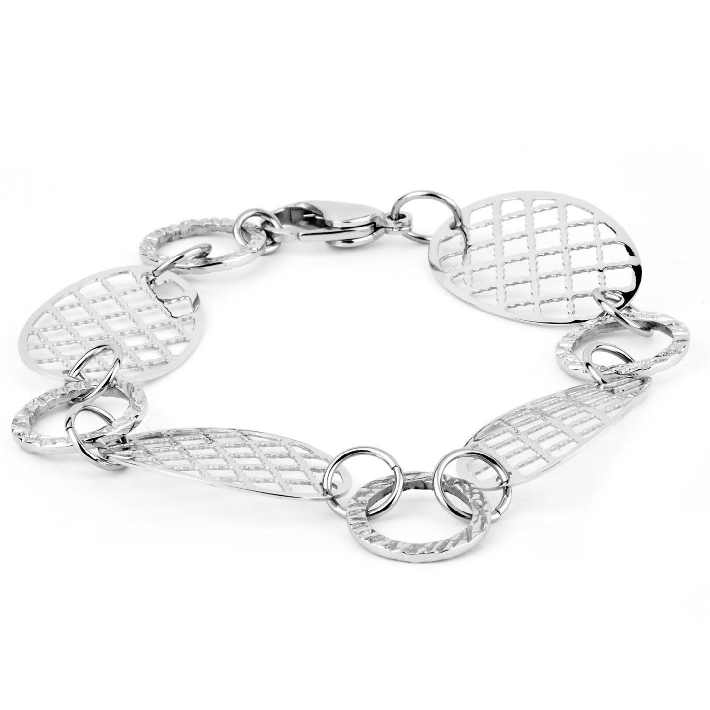 Polished Cut-Out Discs Stainless Steel Bracelet (14mm) - 7.5"