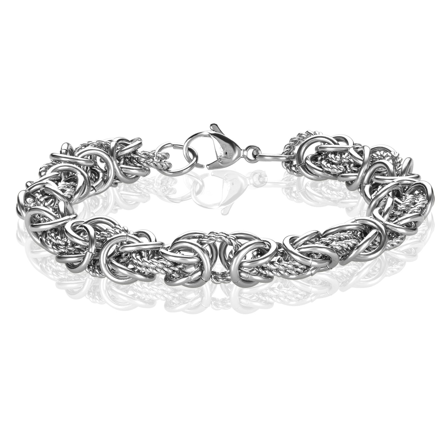 ELYA Women's Polished Intricate Byzantine Stainless Steel Bracelet