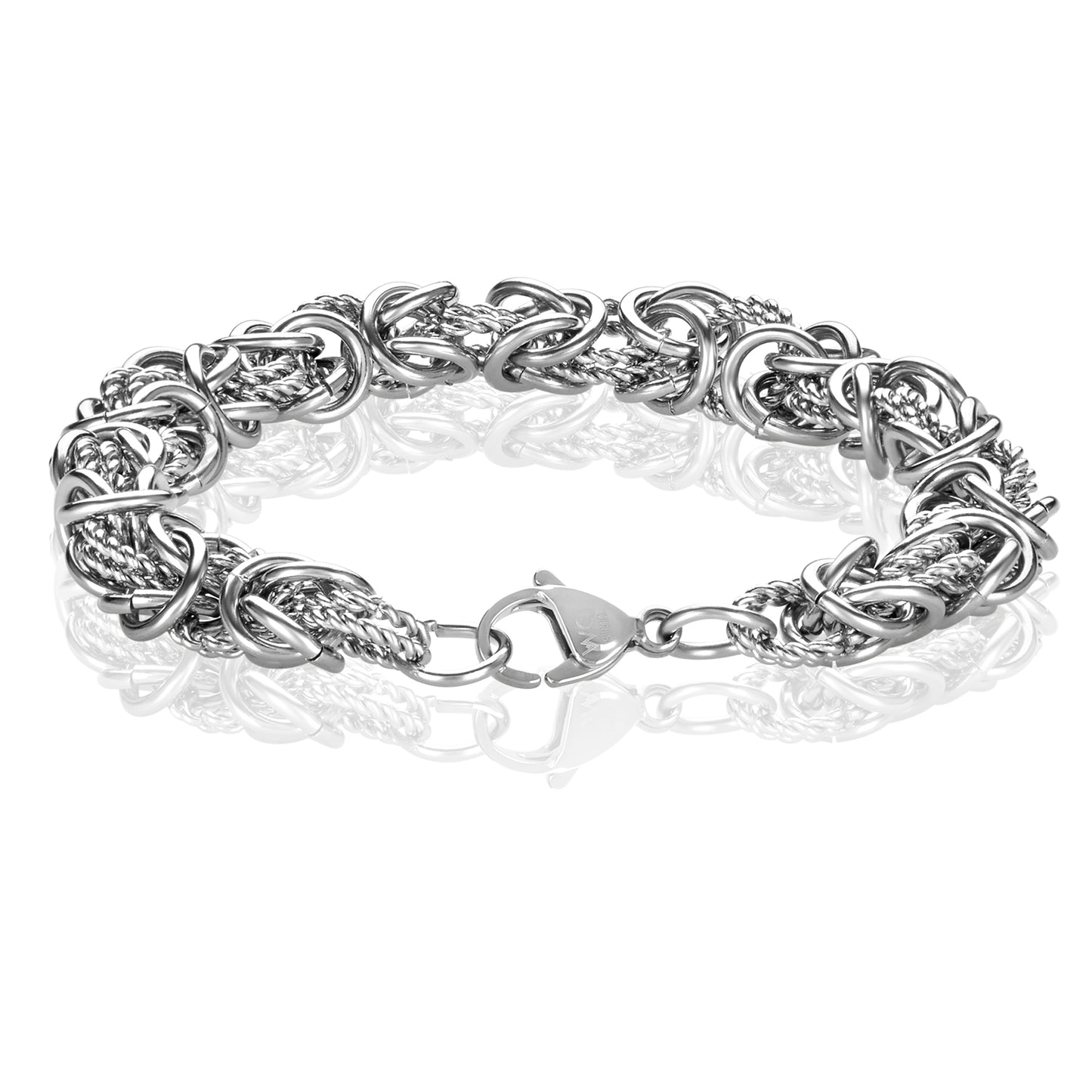 ELYA Women's Polished Intricate Byzantine Stainless Steel Bracelet