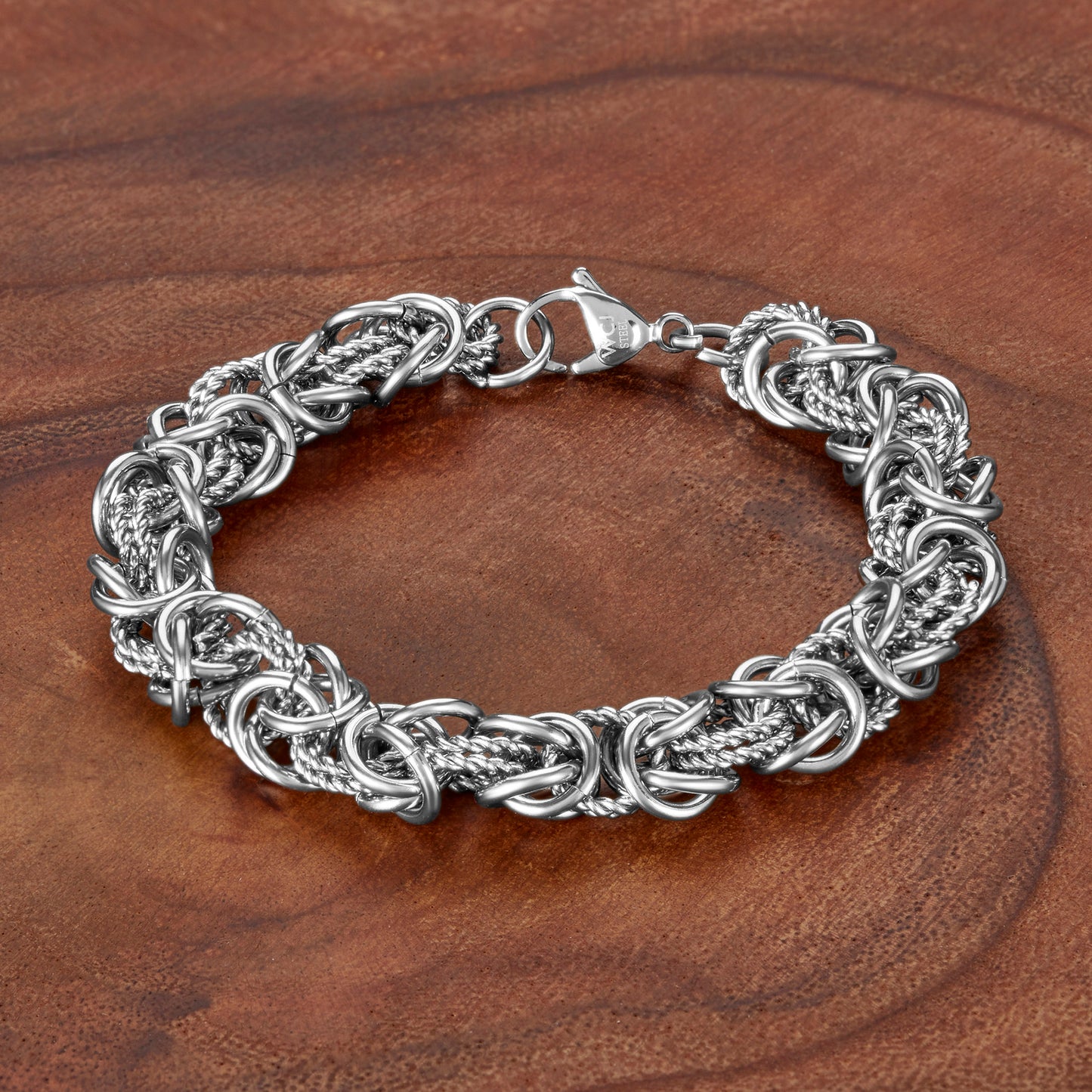 ELYA Women's Polished Intricate Byzantine Stainless Steel Bracelet