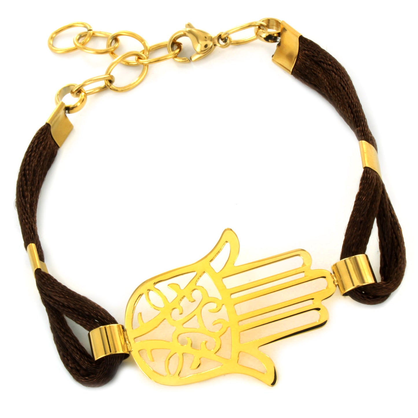 Women's Polished Hamsa Cotton Cord Bracelet