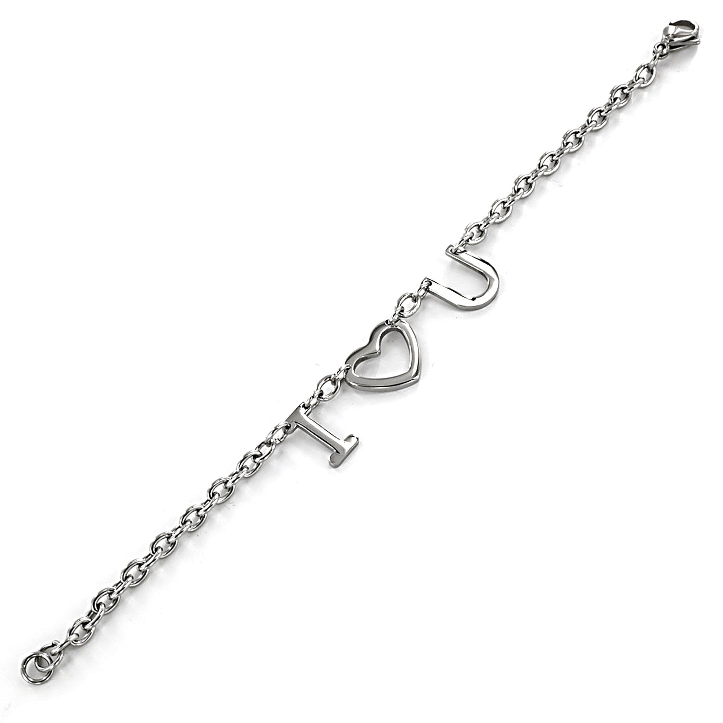 ELYA Polished Love Letter Charm Steel Bracelet