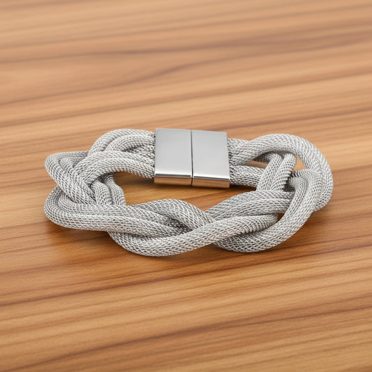 ELYA Women's Polished Braided Mesh Chain Steel Bracelet