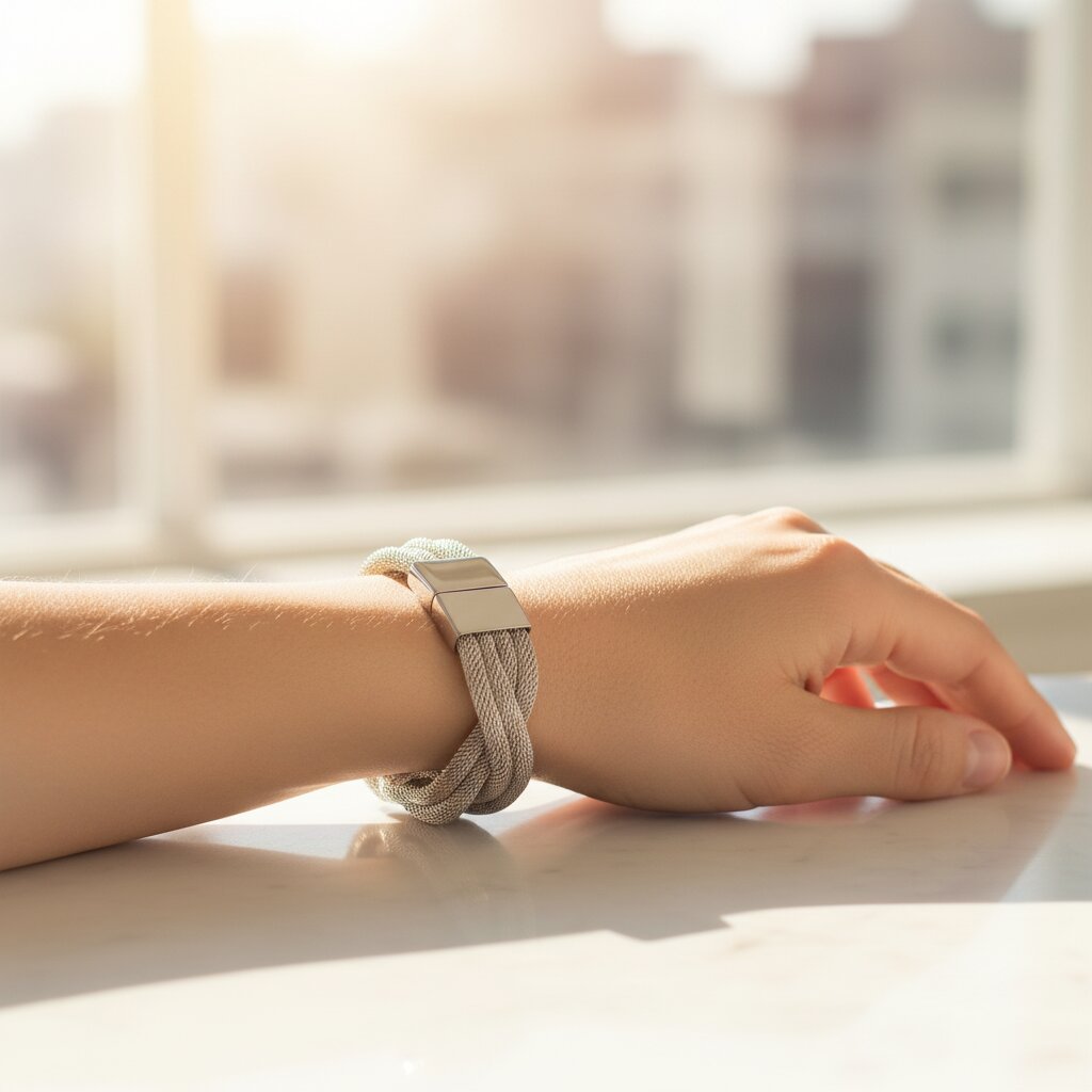 ELYA Women's Polished Braided Mesh Chain Steel Bracelet