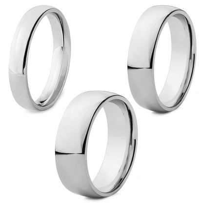 Unisex 100 Piece Box Ring Set Polished Domed Wedding Band Rings (4mm, 6mm and 8mm)