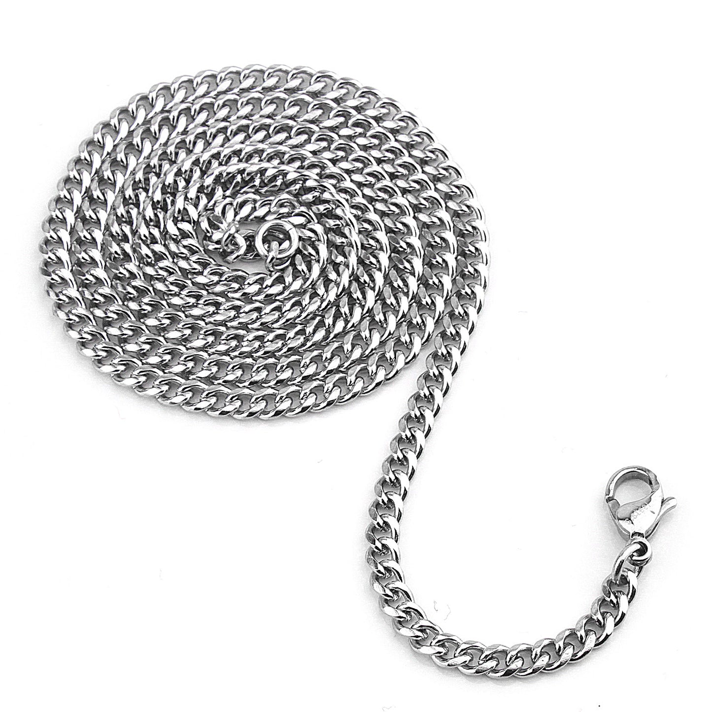 Men's Stainless Steel Flat Curb Chain (3.5mm) - 24"