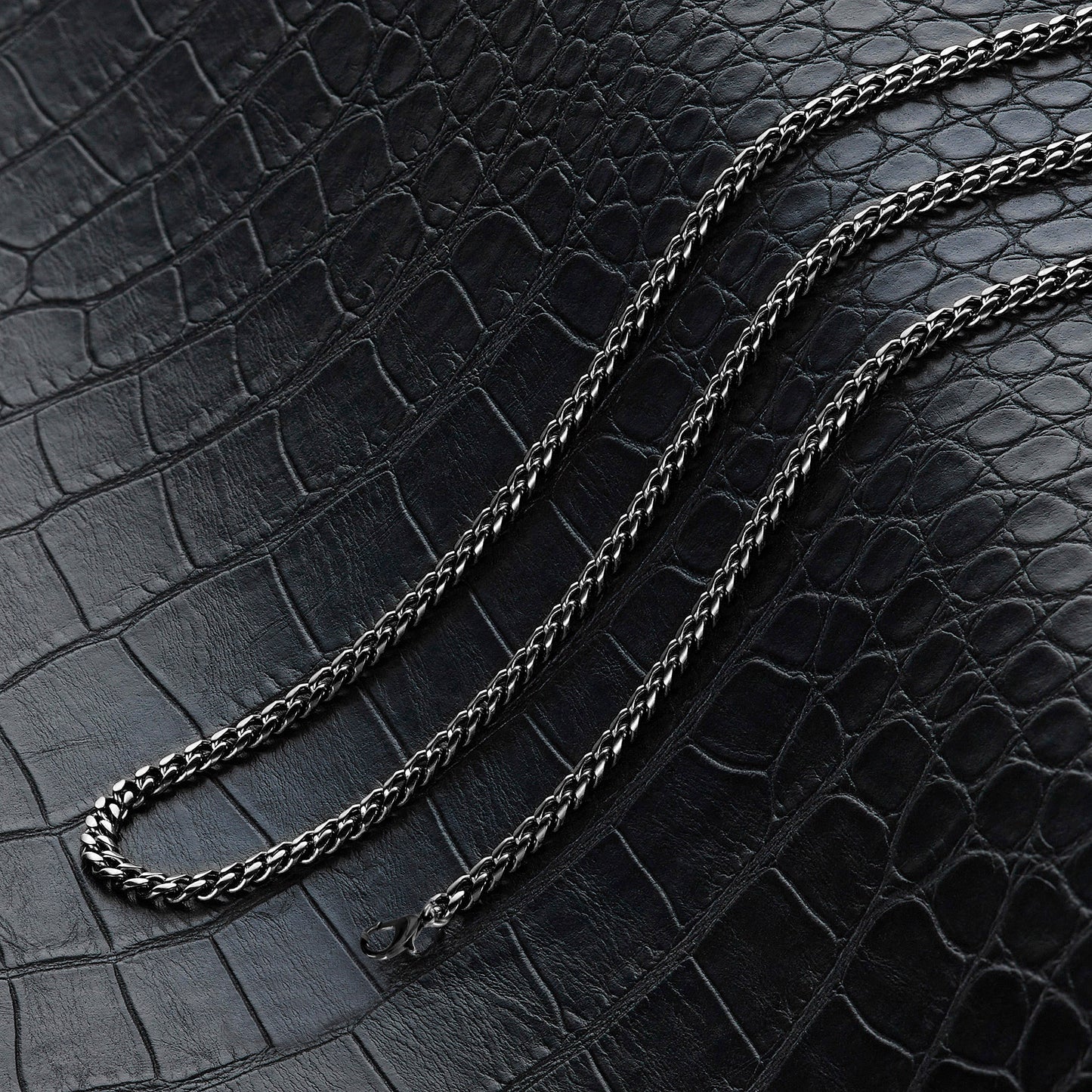 Men's Black Plated Stainless Steel Cuban Chain (3.5mm) - 24 "