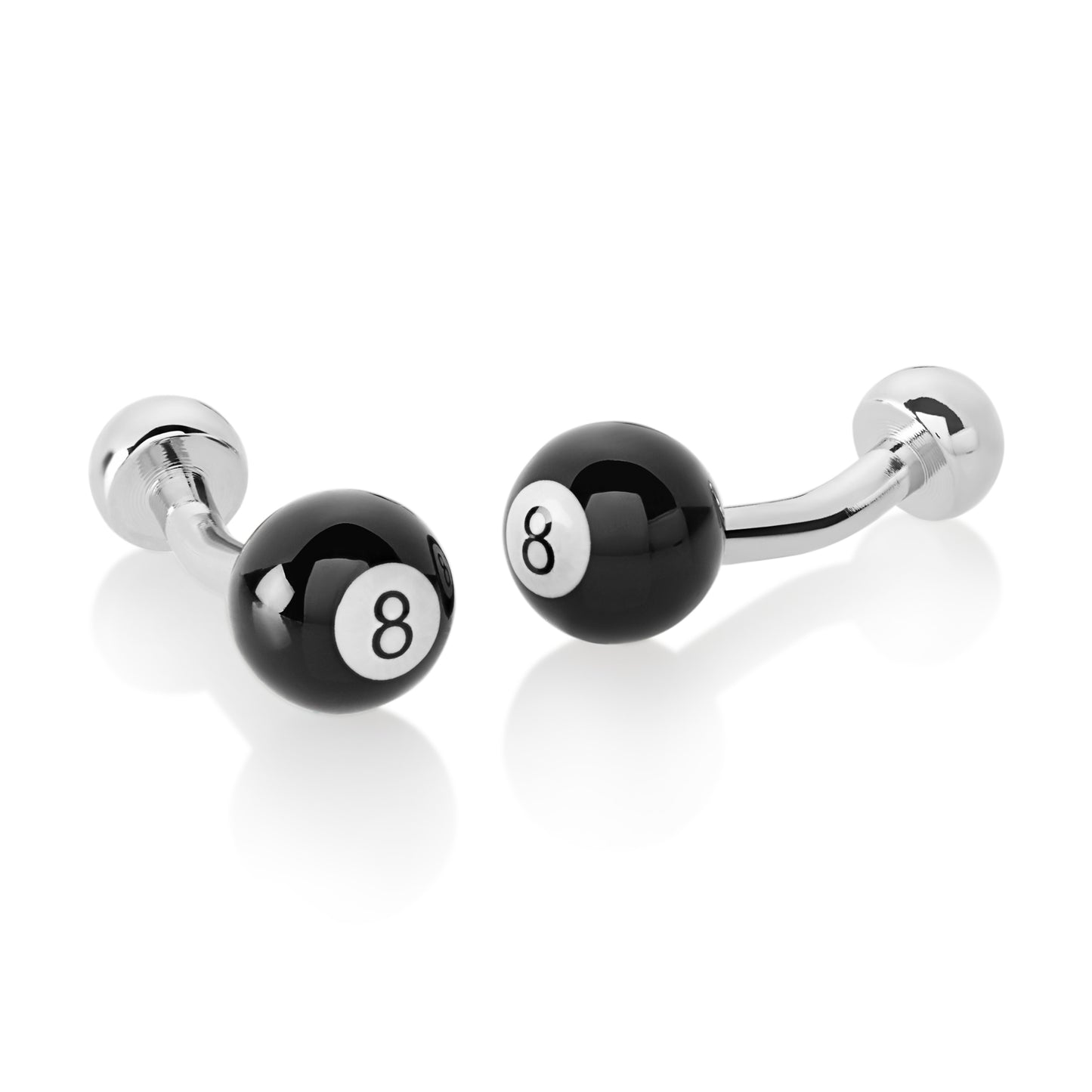 Men's Polished 8 Ball Curved Cufflinks