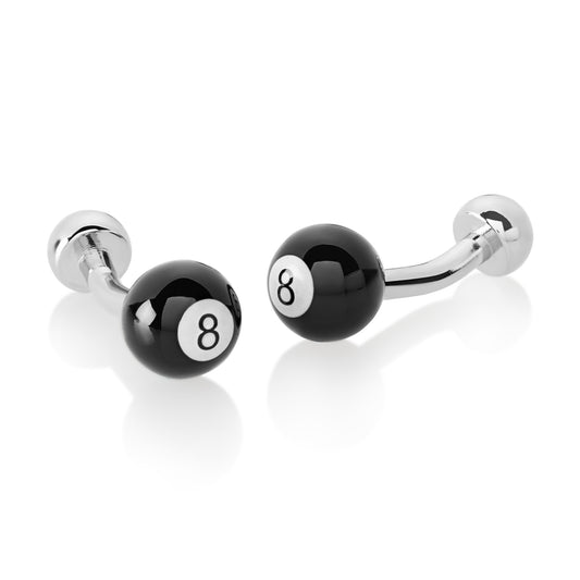 Men's Polished 8 Ball Curved Cufflinks