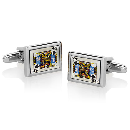 Men's High Polished King of Spades Cuff Links