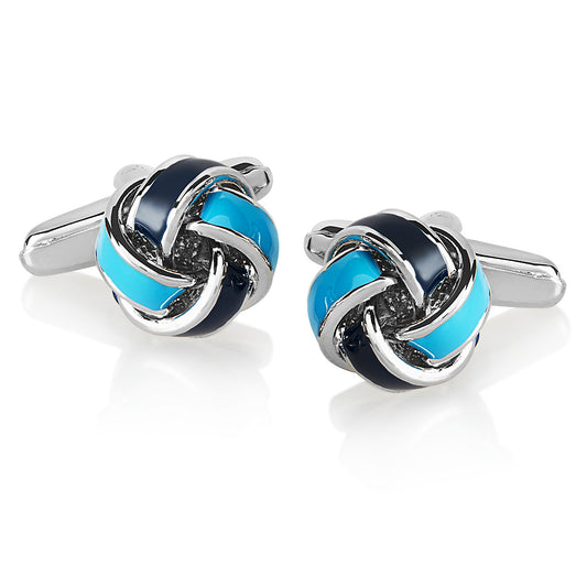 Men's Polished Blue True Love Knot Cufflinks