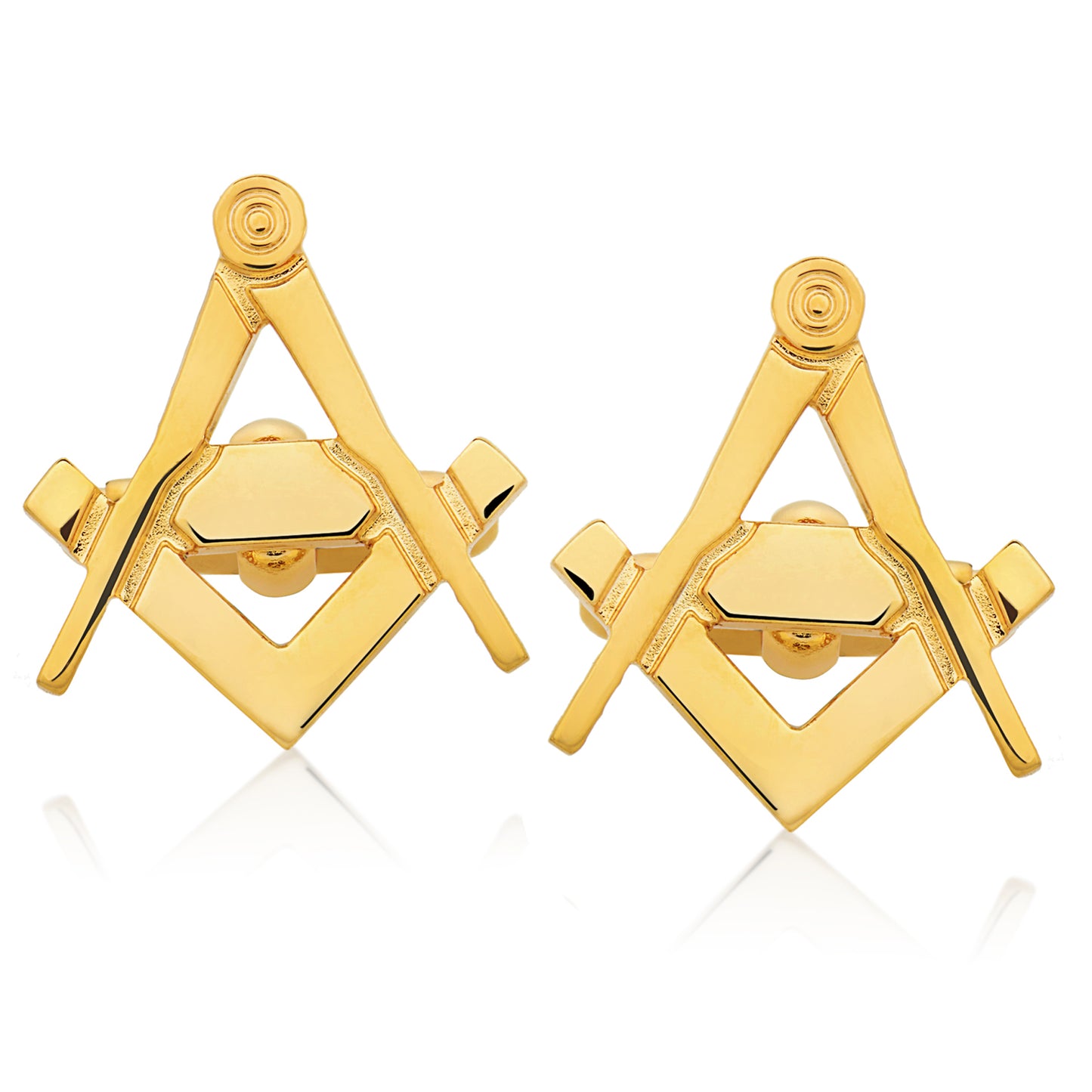 Men's Gold Tone High Polished Masonic Cuff Links