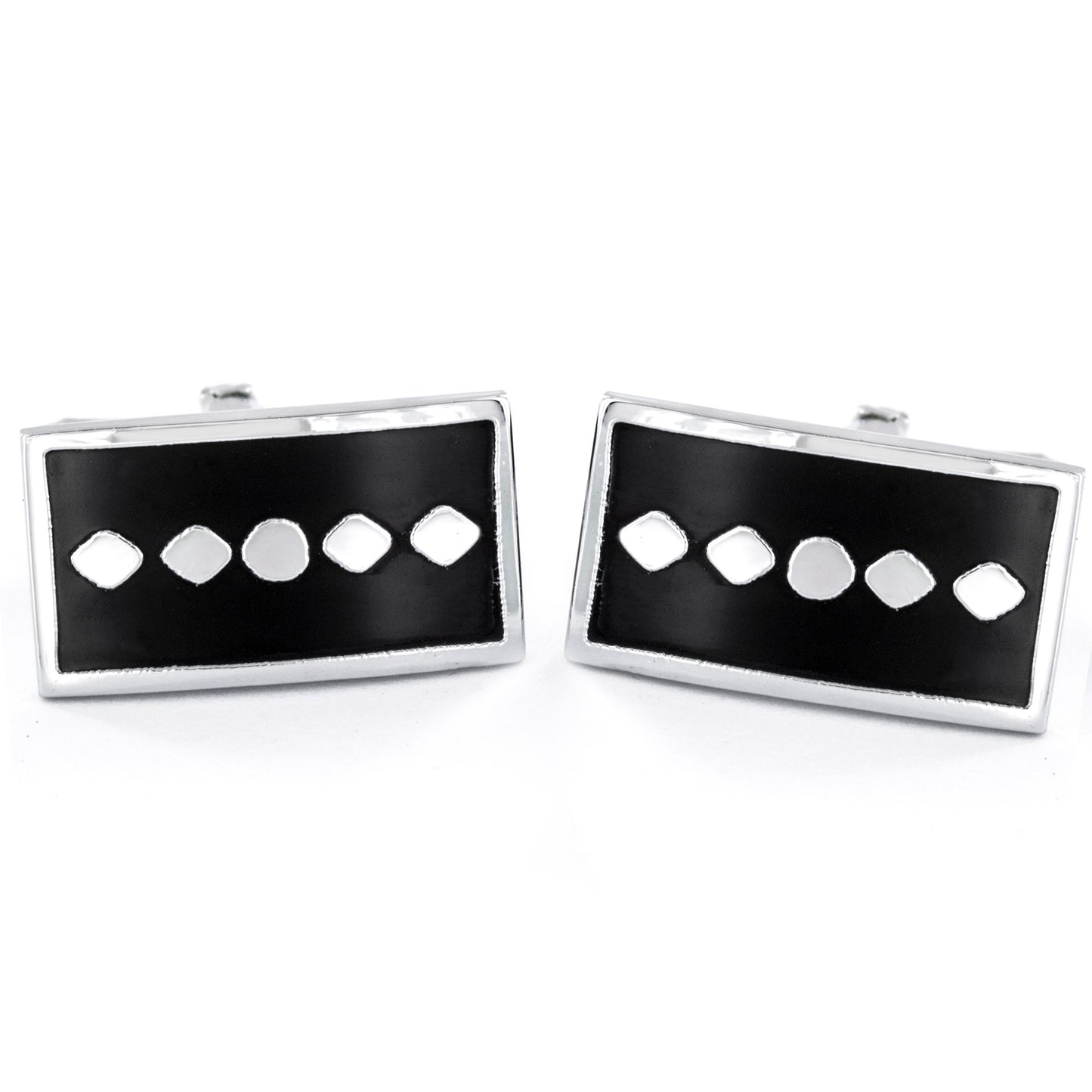 Men's Two-Tone Geometric Pattern Rectangular Cufflinks