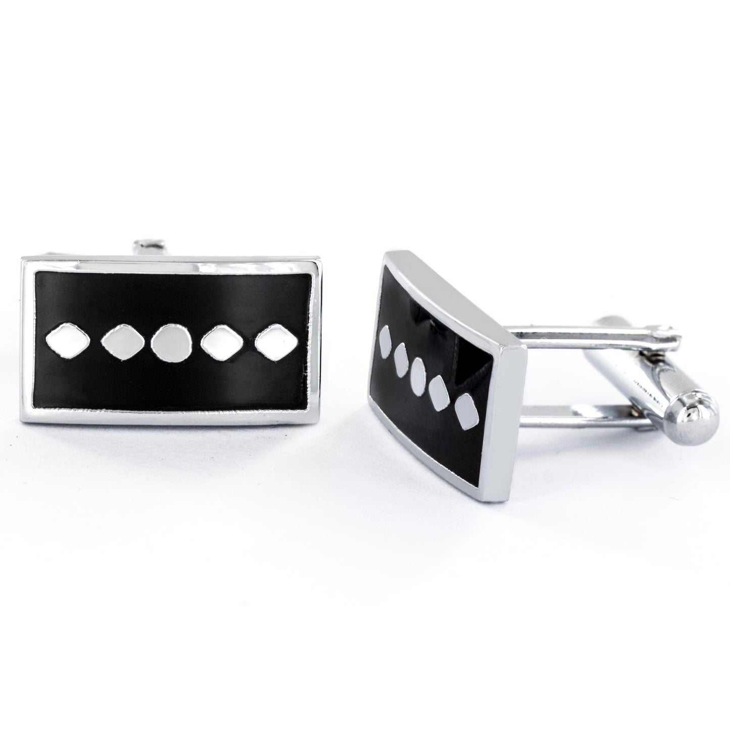 Men's Two-Tone Geometric Pattern Rectangular Cufflinks