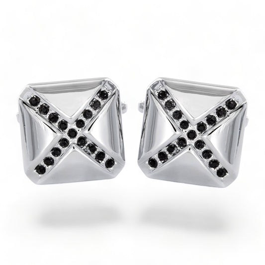 Men's Black Cubic Zirconia Cufflinks