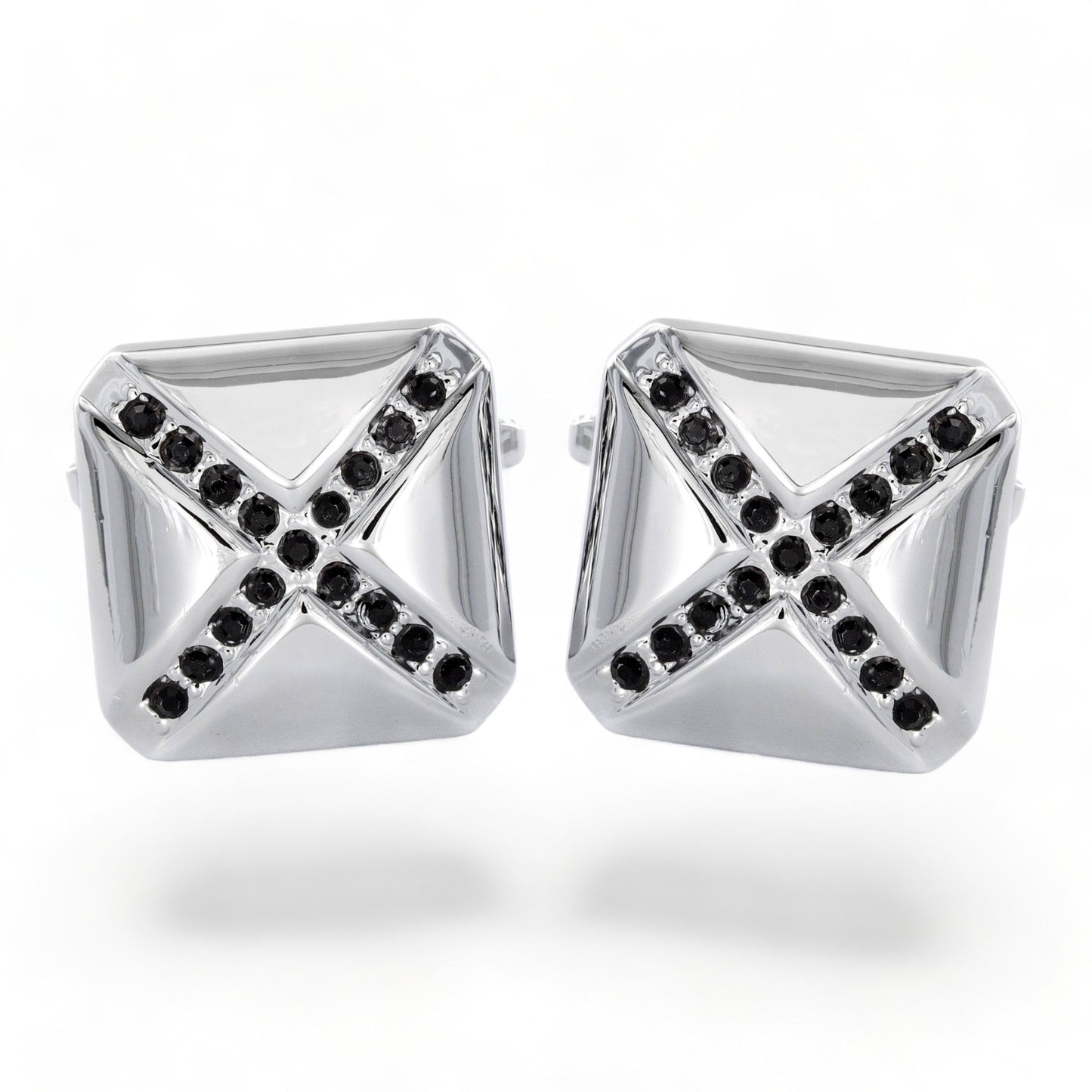 Men's Black Cubic Zirconia Cuff Links