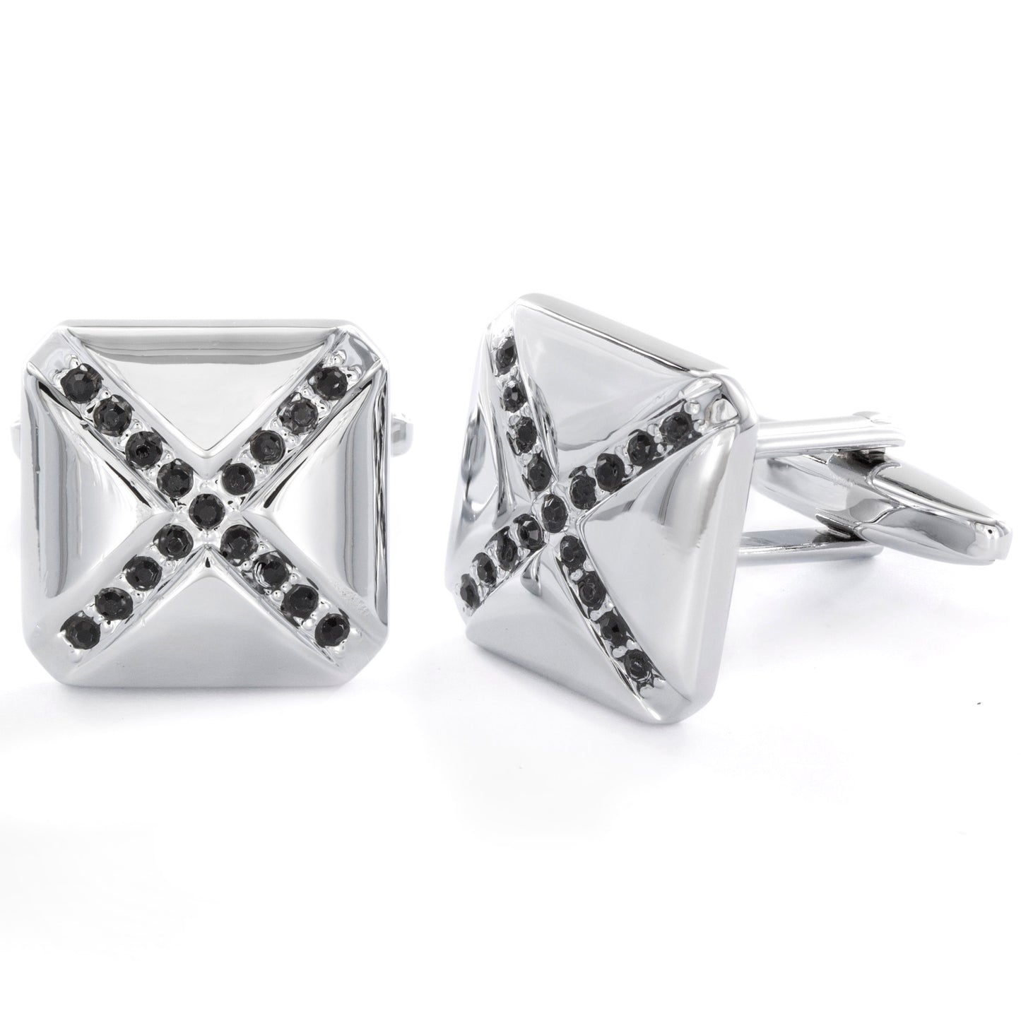 Men's Black Cubic Zirconia Cuff Links