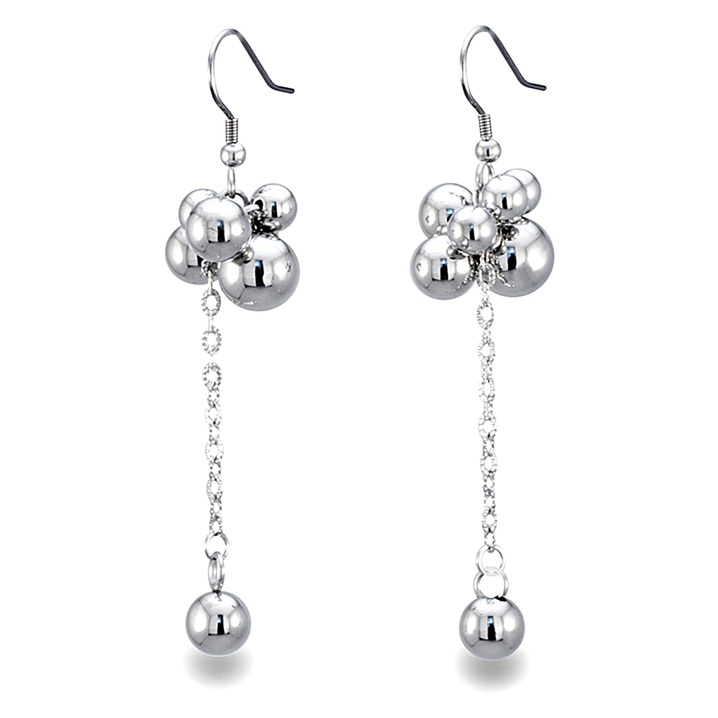 Polished Bauble Hanging Dangle Stainless Steel Earrings