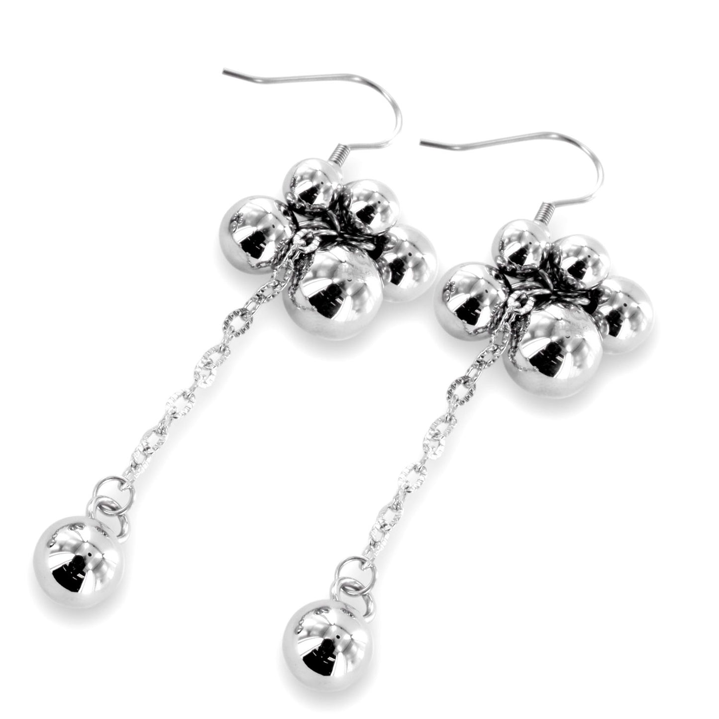 Polished Bauble Hanging Dangle Stainless Steel Earrings