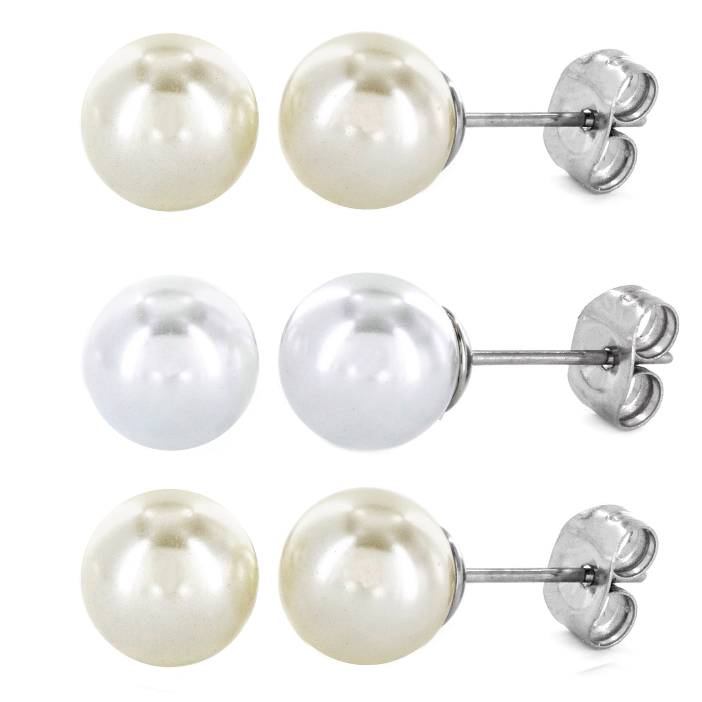 ELYA Women's White, Cream, and Off-White Stud Earring Set