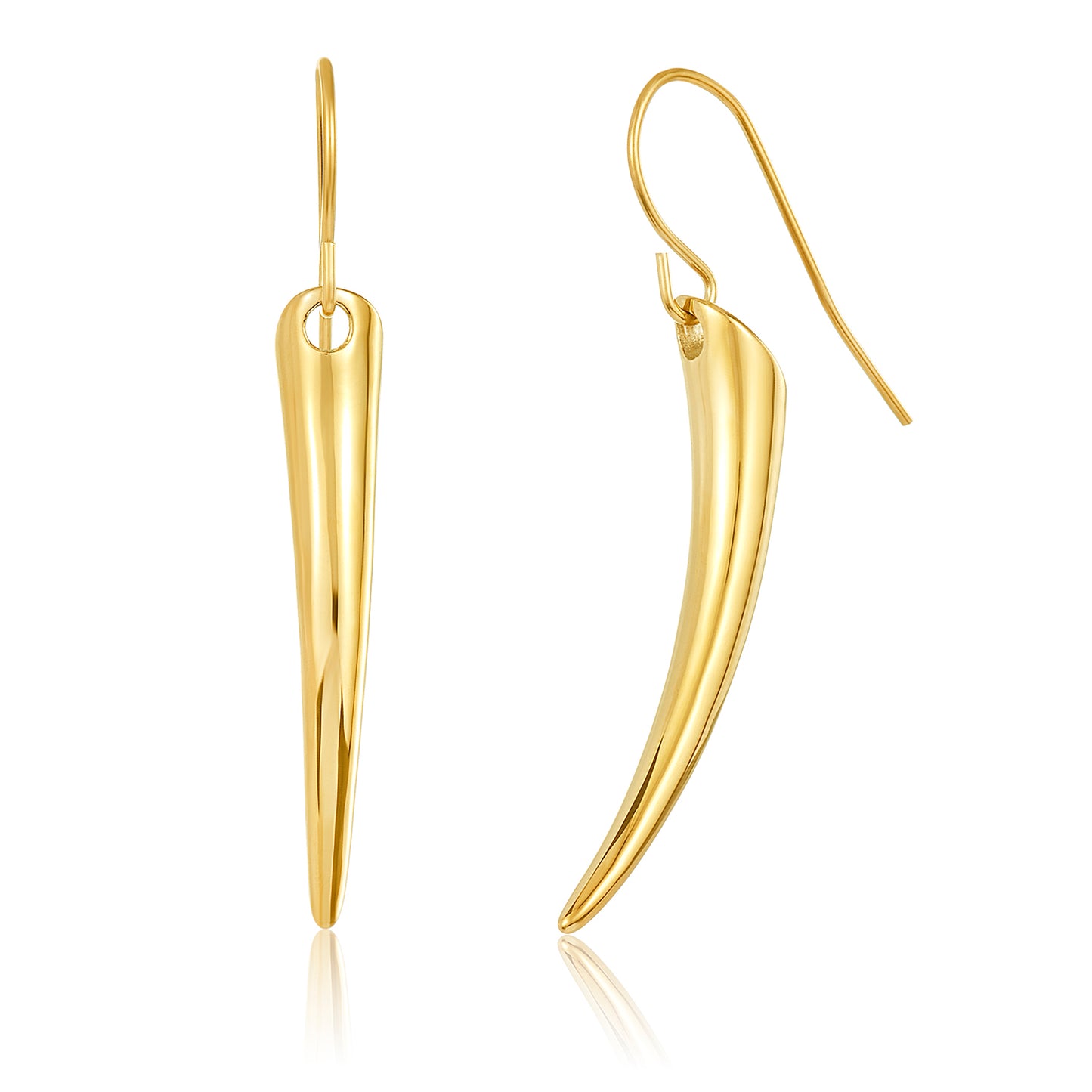 ELYA Women's Polished Curved Dangle Stainless Steel Earrings