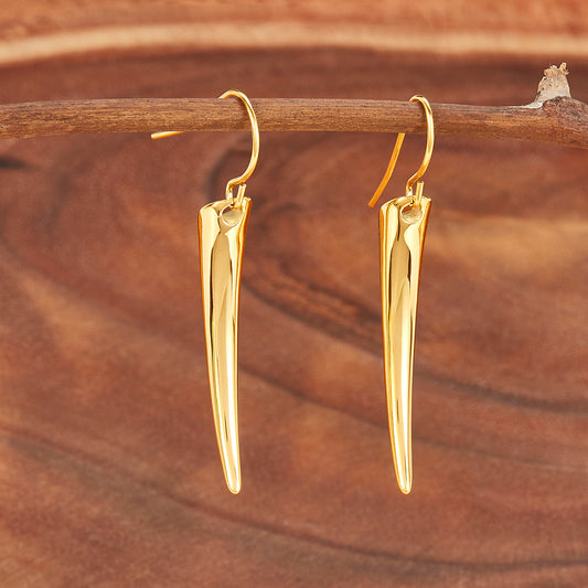 ELYA Women's Polished Curved Dangle Stainless Steel Earrings