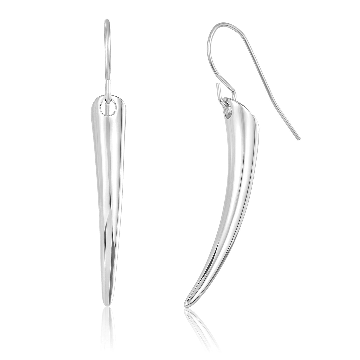 ELYA Women's Polished Curved Dangle Stainless Steel Earrings