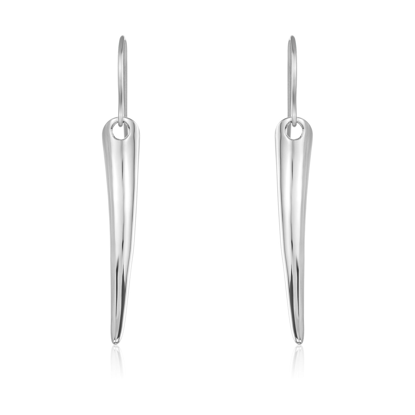ELYA Women's Polished Curved Dangle Stainless Steel Earrings