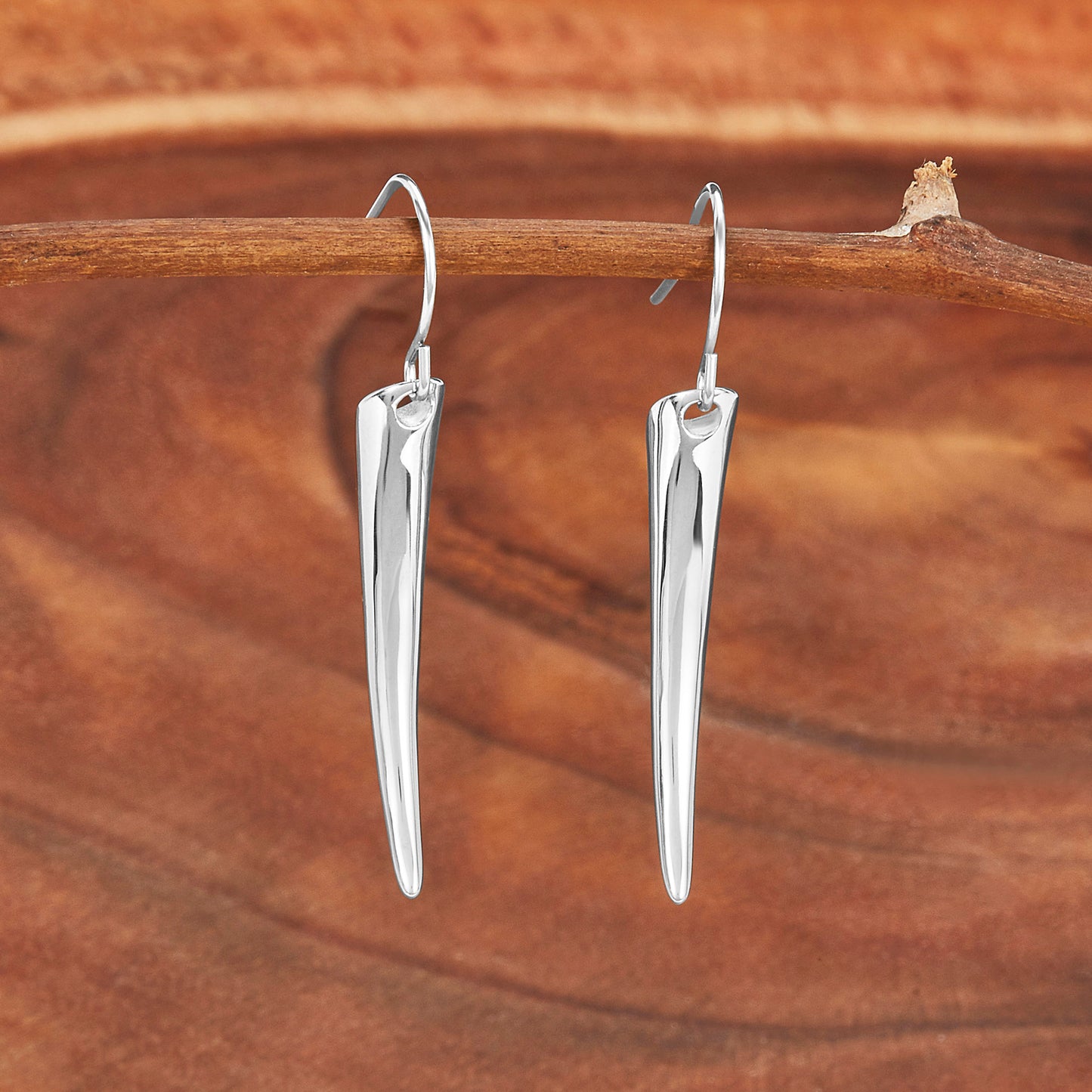 ELYA Women's Polished Curved Dangle Stainless Steel Earrings