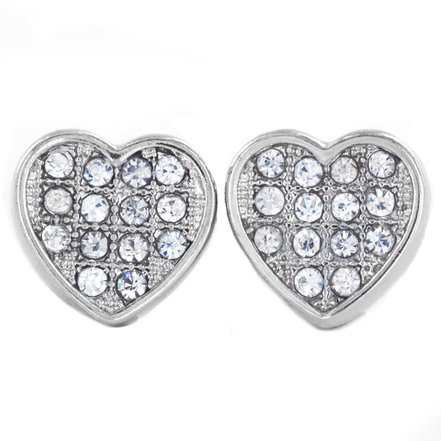 Micro Pave Crystal Heart Shaped Stud Earrings
