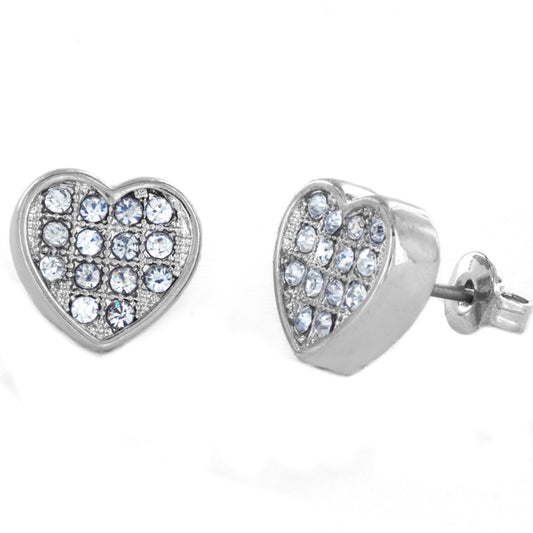Micro Pave Crystal Heart Shaped Stud Earrings