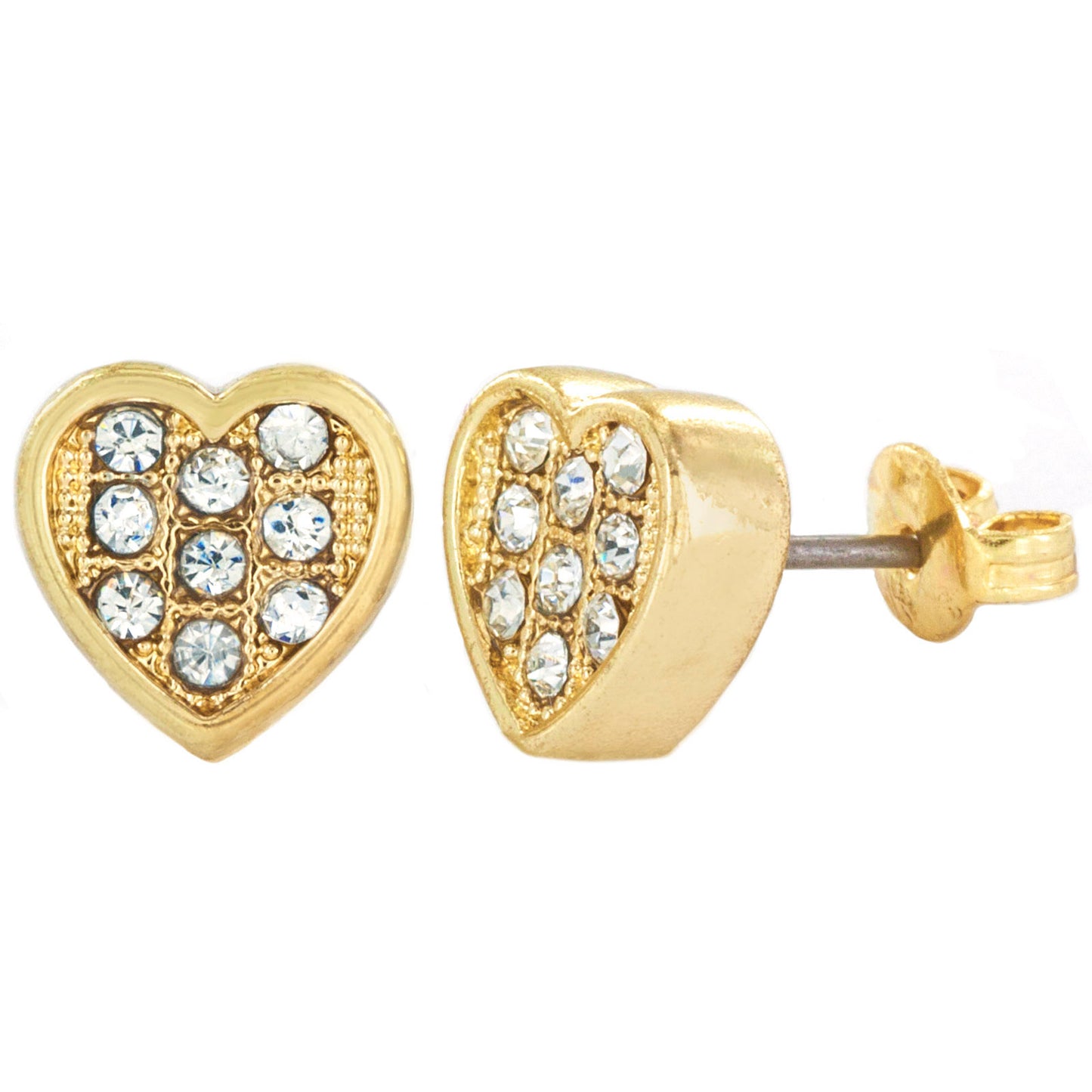 Micro Pave Crystal Heart Shaped Stud Earrings