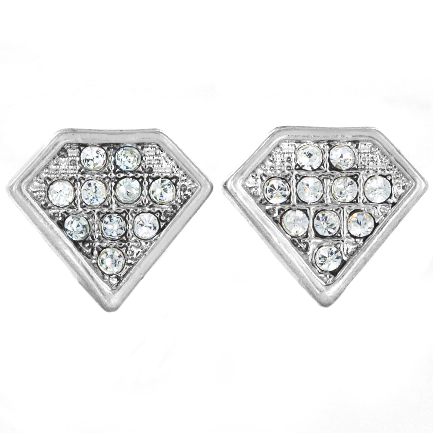 Micro Pave Crystal Diamond Shaped Post Stud Earrings