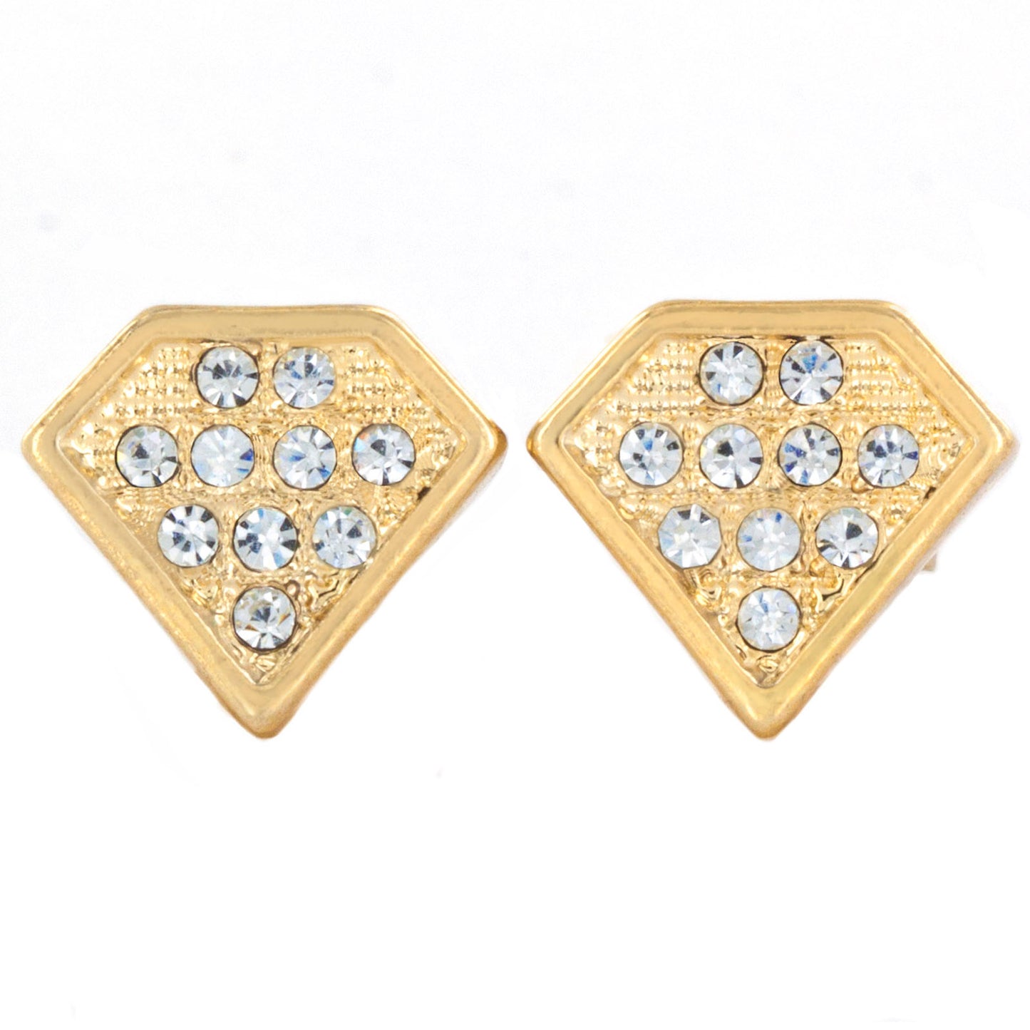 Micro Pave Crystal Diamond Shaped Post Stud Earrings