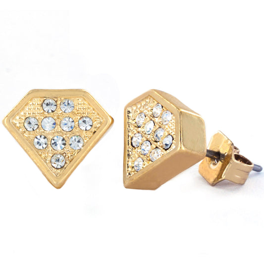 Micro Pave Crystal Diamond-Shaped Stud Earrings