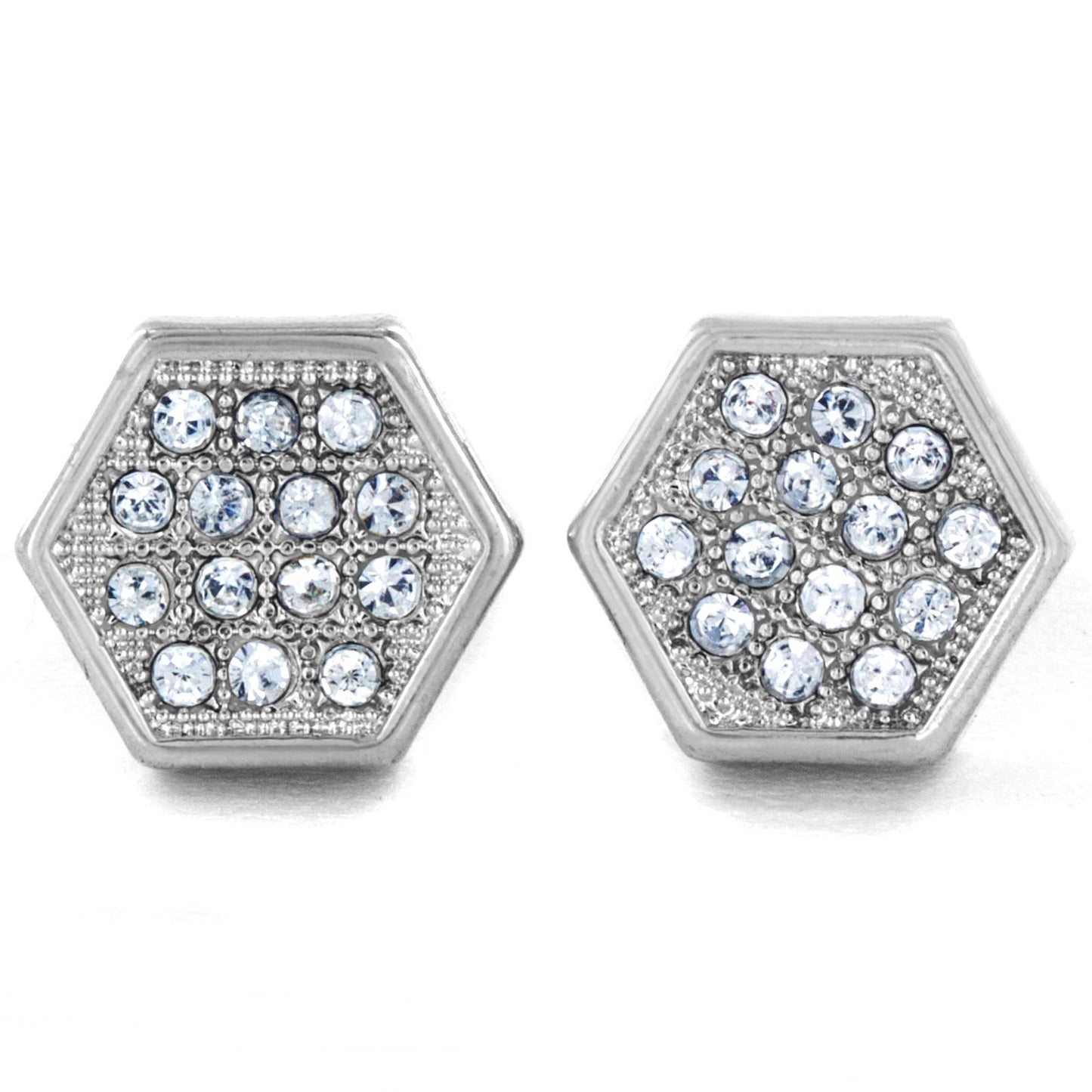 Micro Pave Crystal Geometric Hexagon Stud Earrings