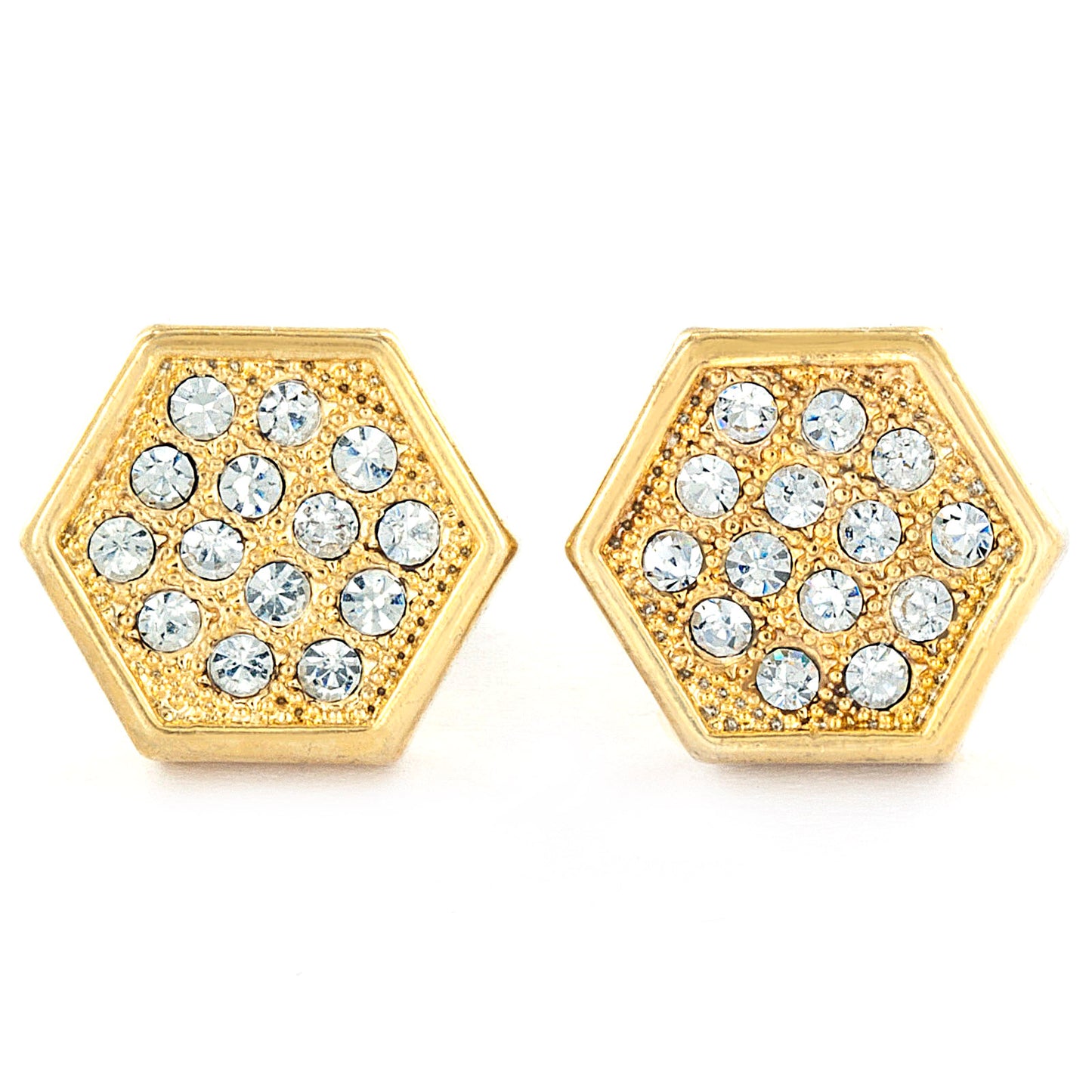 Micro Pave Crystal Geometric Hexagon Stud Earrings