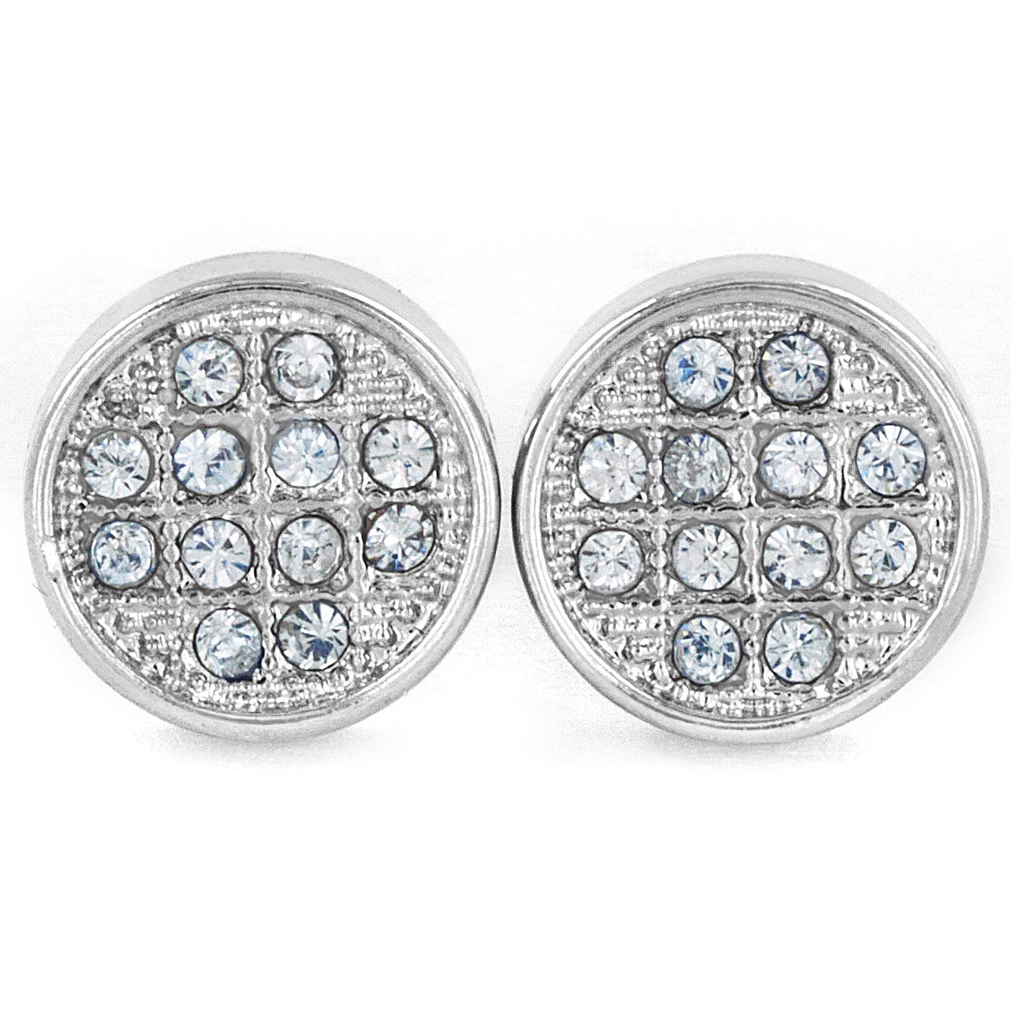Micro Pave Crystal Circle Post Stud Earrings