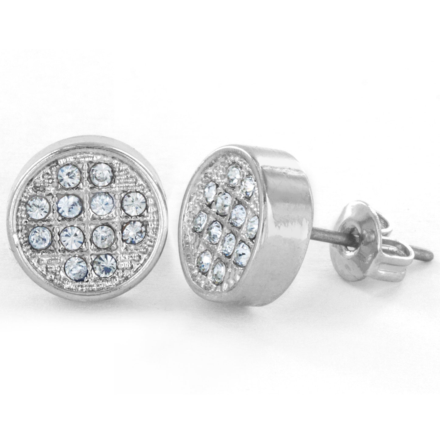 Micro Pave Crystal Circle Post Stud Earrings