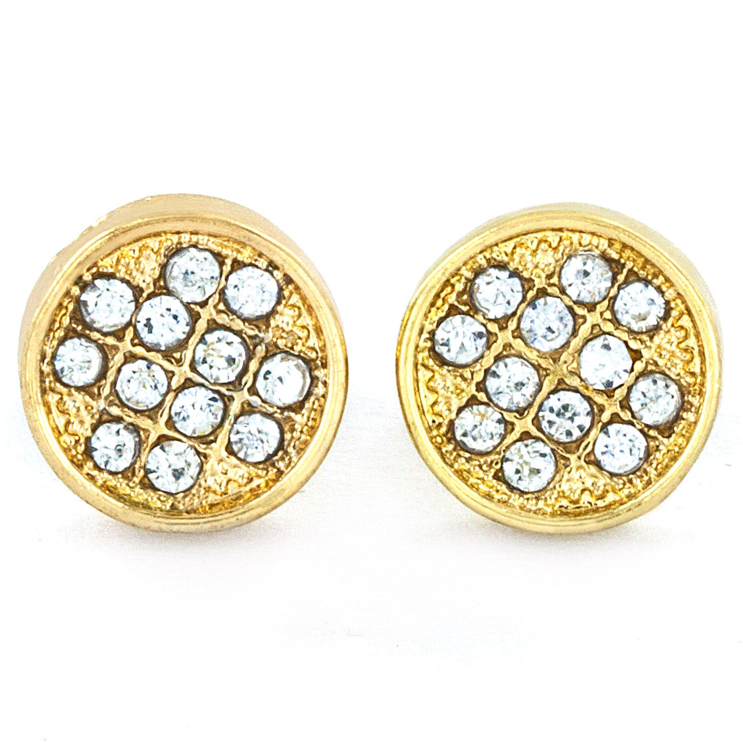 Micro Pave Crystal Circle Post Stud Earrings