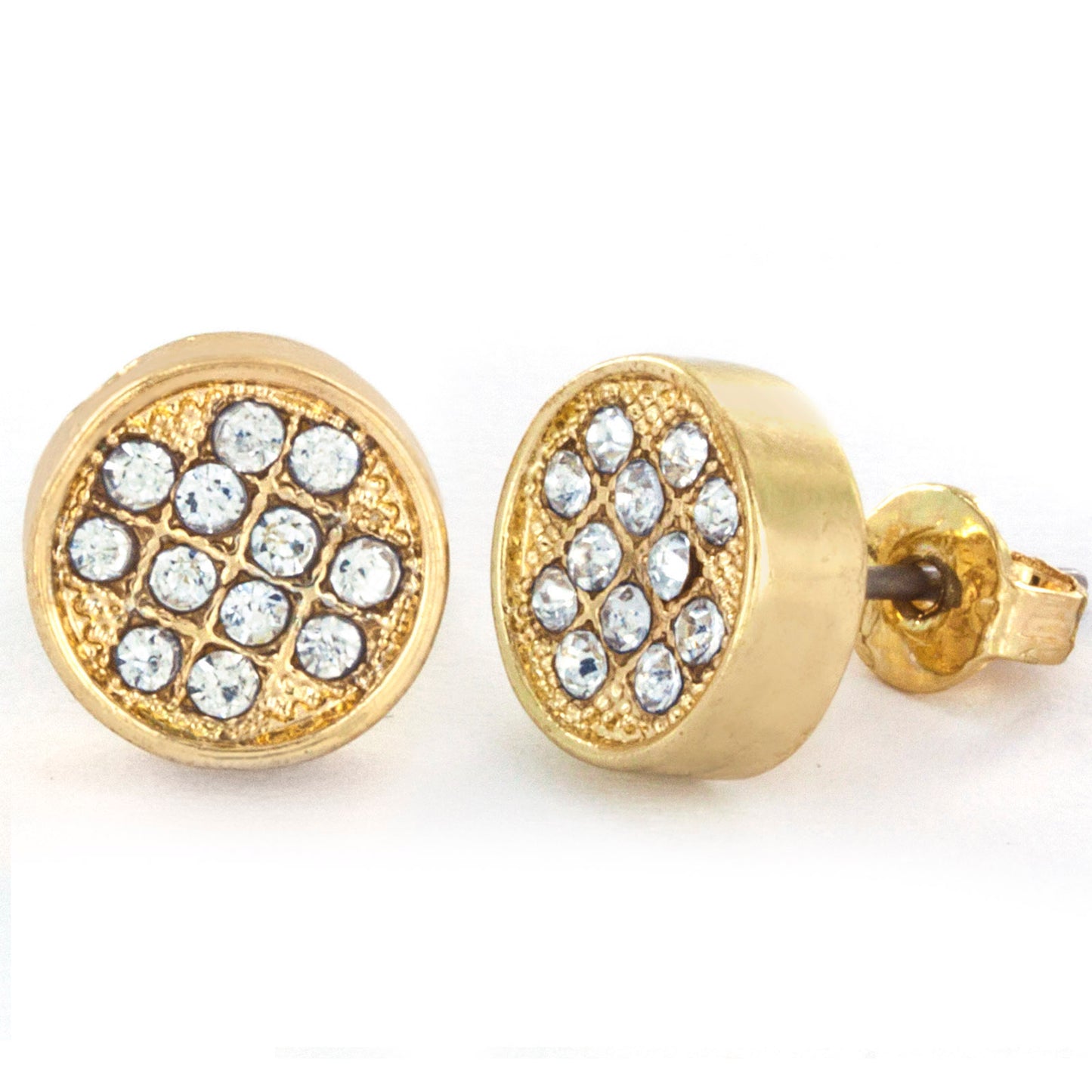 Micro Pave Crystal Circle Post Stud Earrings