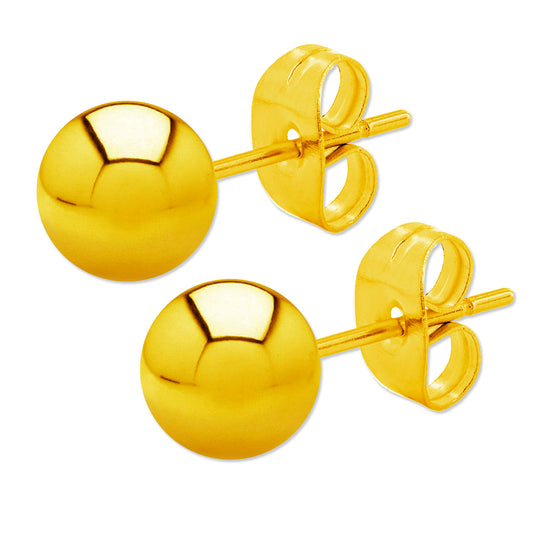 ELYA Women's Polished Ball Stainless Steel Stud Earrings - 6 Pair set